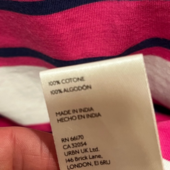 Anthropologie Pink and White Striped Short Sleeve Tee - Picture 7 of 7